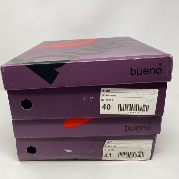 Bueno Flight Chunky Chelsea Boots Dark Red Nubuck - Picture 7 of 8